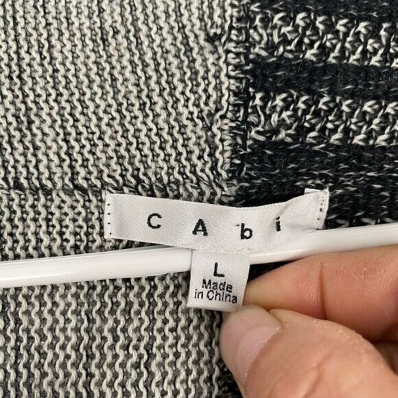 CAbi Women's Wool Blend Cardigan Sweater  Open Collared Gray Black Long Sleeve L - Picture 4 of 11